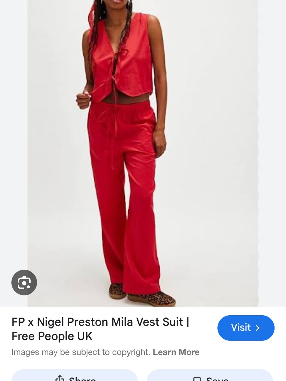 Free People x Nigel Preston Red Wide-Leg Pant & Tie-Front Vest Set